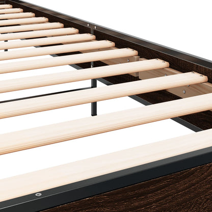 Brown Oak Bed Frame 100x200 cm - Durable Wooden Finish