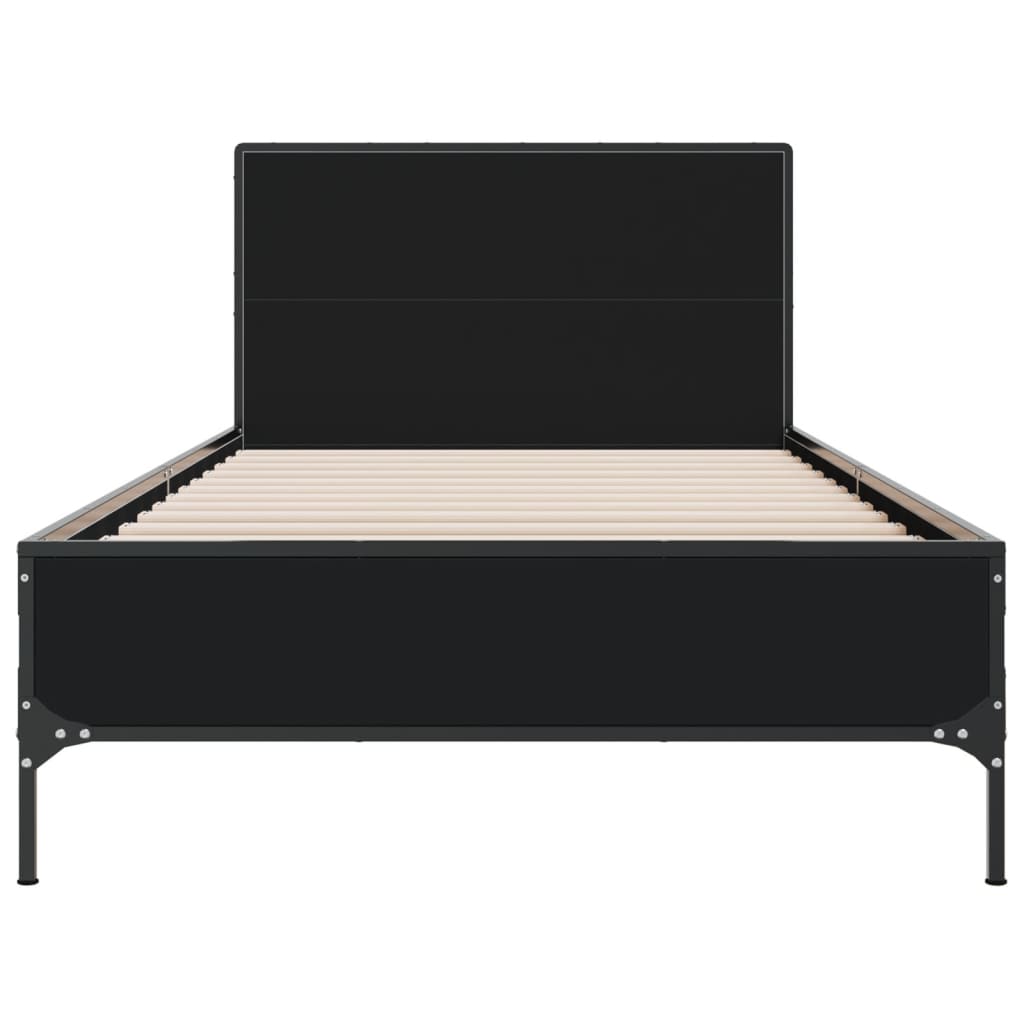 Black Metal Bed Frame 75x190 cm - Small Single, No Mattress