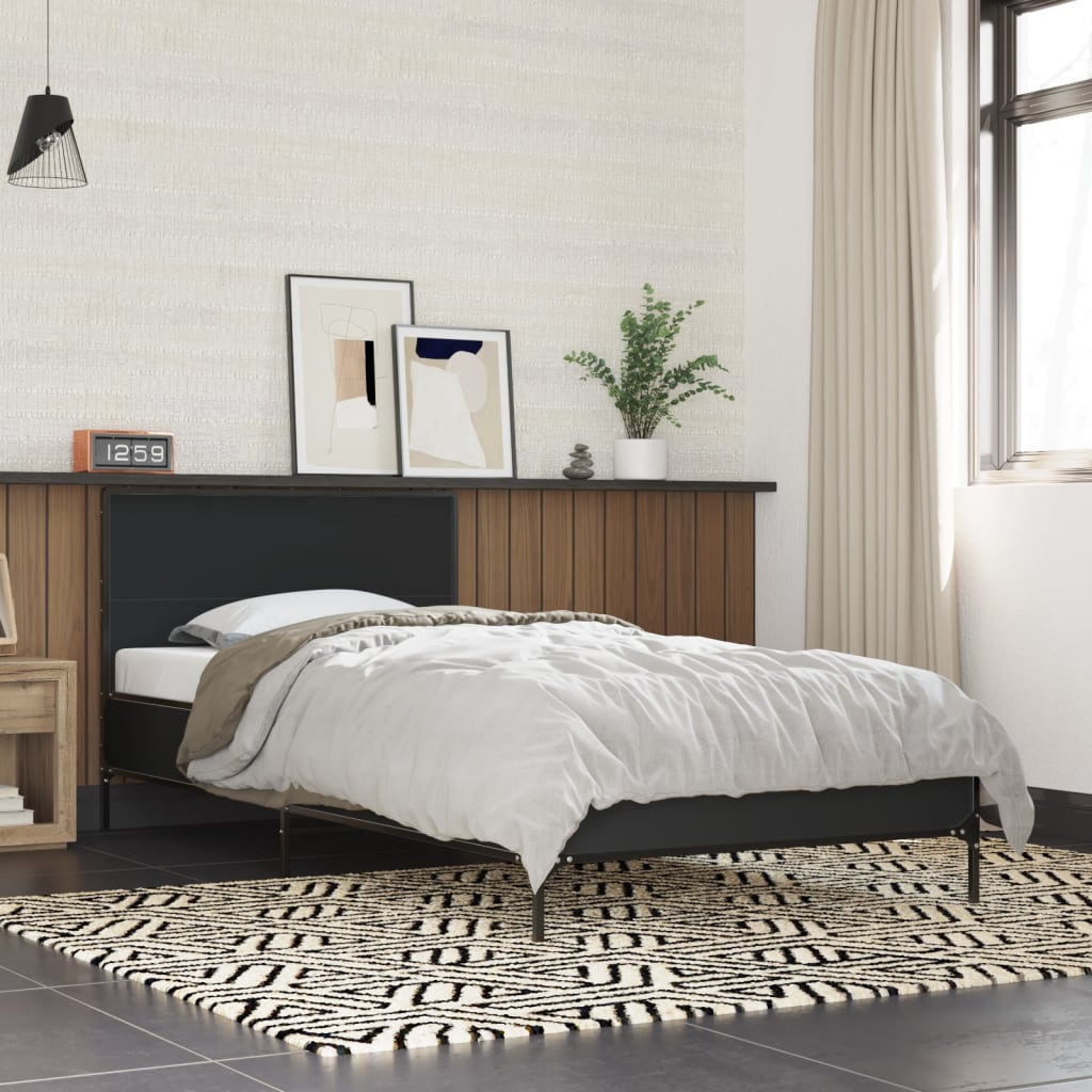 Black Metal Bed Frame 75x190 cm - Small Single, No Mattress