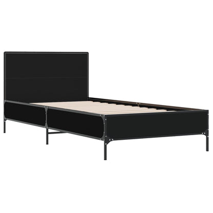Sleek Black Metal Single Bed Frame 90x190 cm - No Mattress