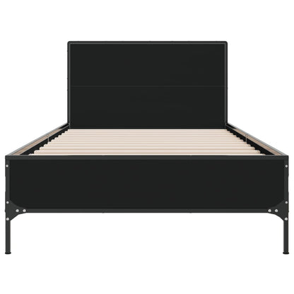 Sleek Black Metal Single Bed Frame 90x190 cm - No Mattress