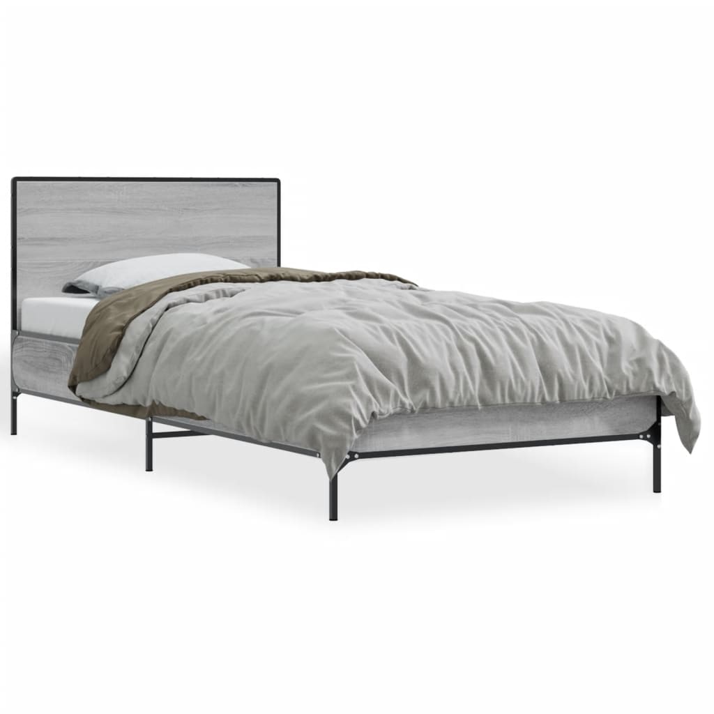 Grey Sonoma Single Bed Frame 90x190 cm - No Mattress Included