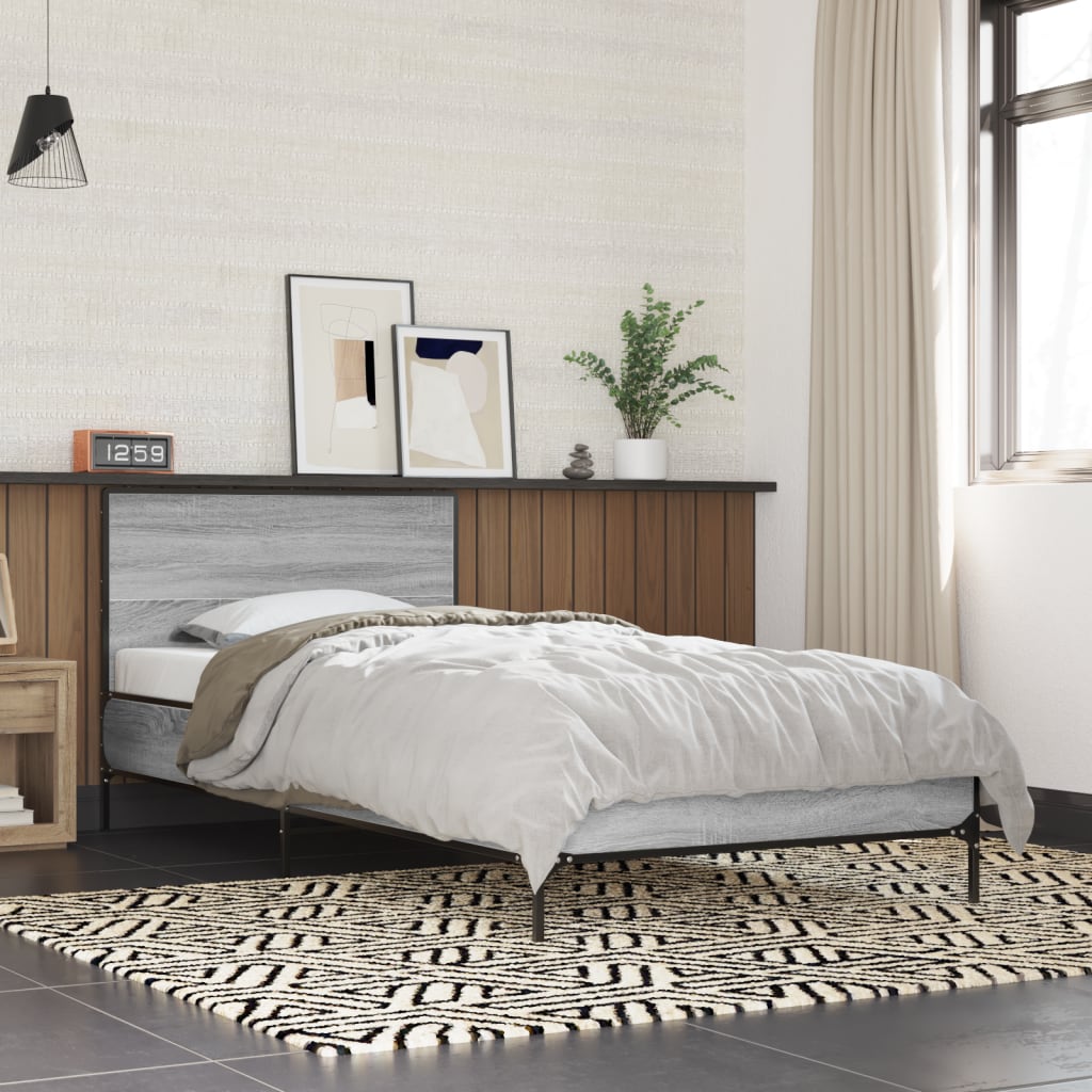 Grey Sonoma Single Bed Frame 90x190 cm - No Mattress Included