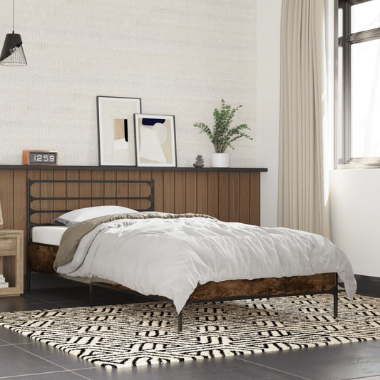 Smoked Oak Bed Frame 90x200 cm - No Mattress Included