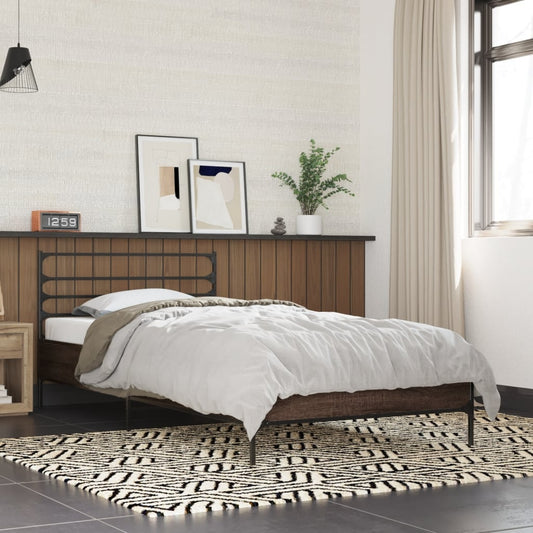 Brown Oak Bed Frame 90x200 cm - Sturdy & Stylish Design