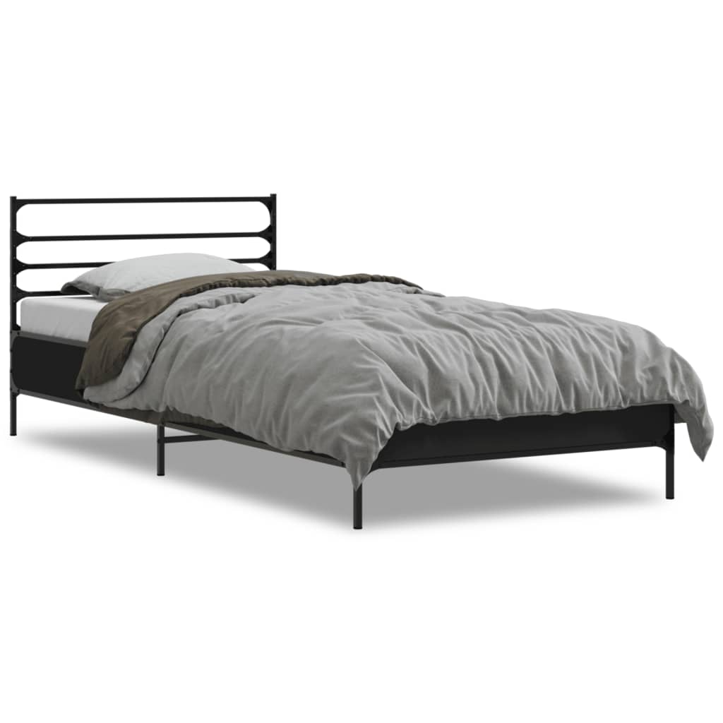 Sleek Black Metal Bed Frame 100x200 cm - Mattress Not Included