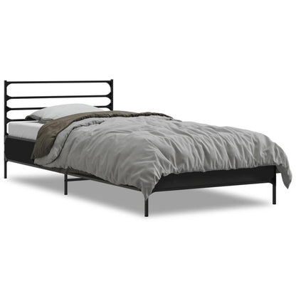 Sleek Black Metal Bed Frame 100x200 cm - Mattress Not Included