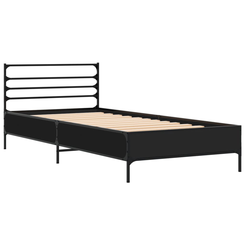 Sleek Black Metal Bed Frame 100x200 cm - Mattress Not Included