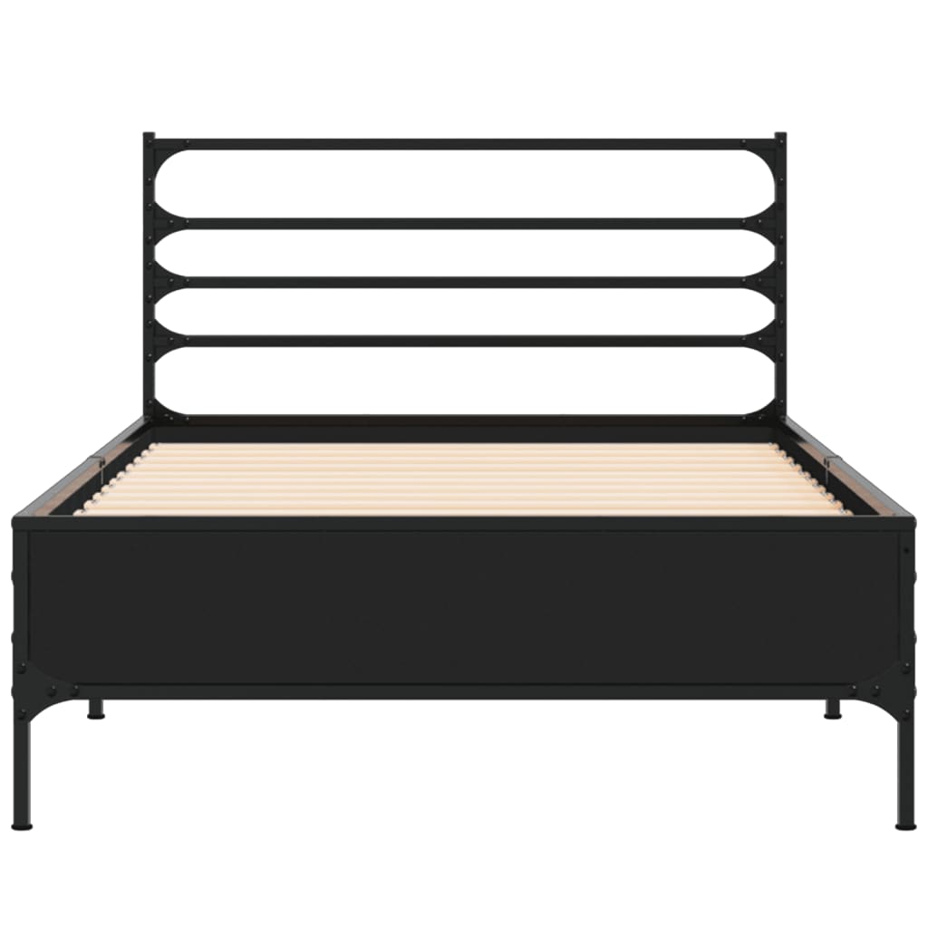 Sleek Black Metal Bed Frame 100x200 cm - Mattress Not Included