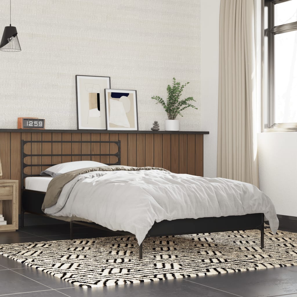 Sleek Black Metal Bed Frame 100x200 cm - Mattress Not Included