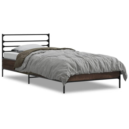 Brown Oak Bed Frame 100x200 cm - Sturdy & Stylish Design