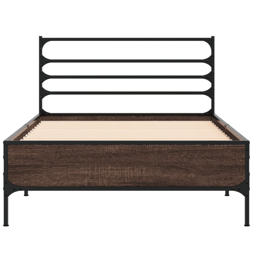 Brown Oak Bed Frame 100x200 cm - Sturdy & Stylish Design