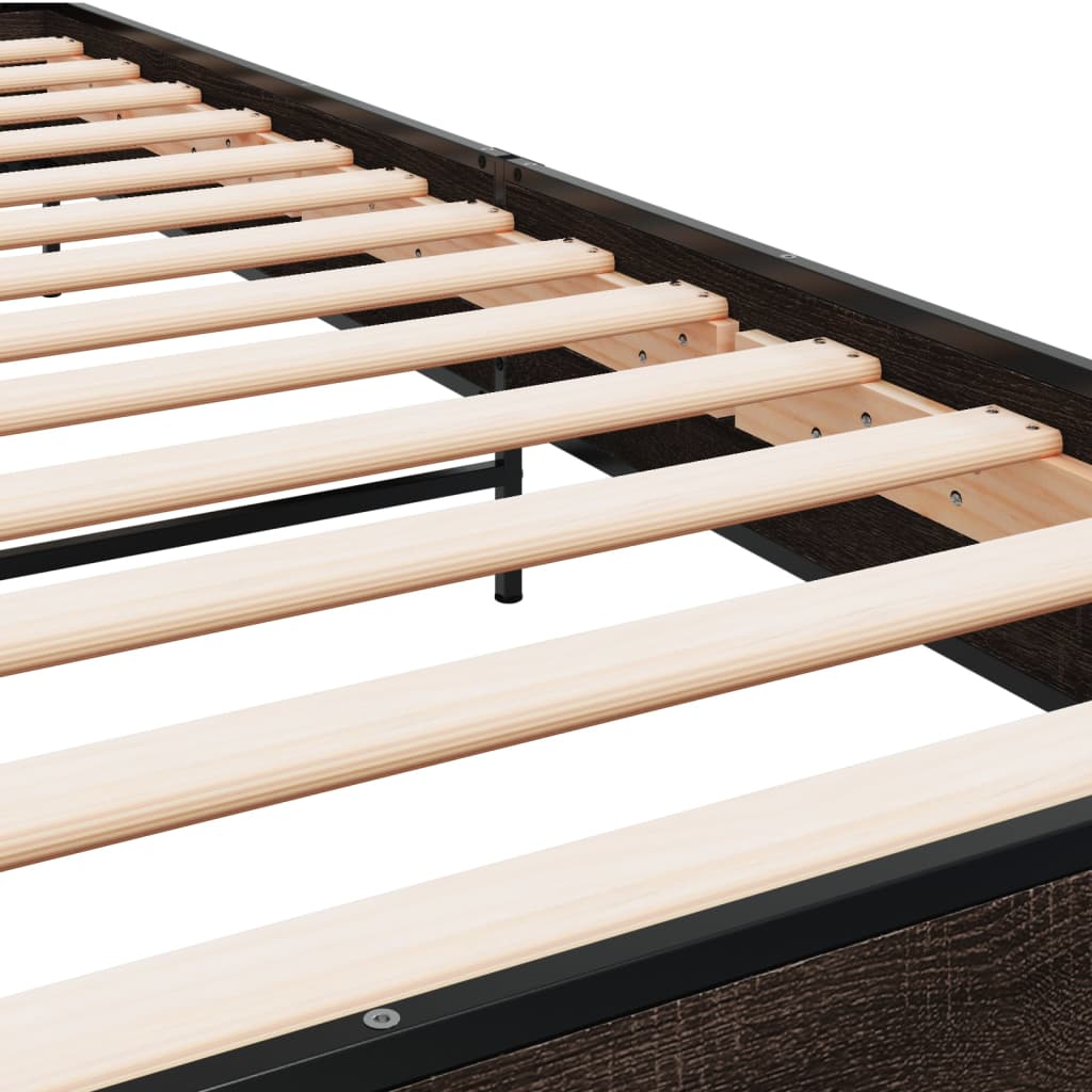 Brown Oak Bed Frame 100x200 cm - Sturdy & Stylish Design