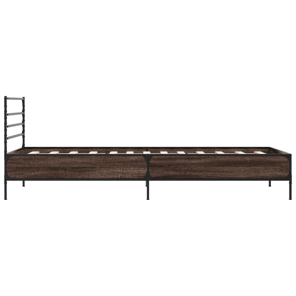 Brown Oak Bed Frame - Small Single 75x190 cm, No Mattress