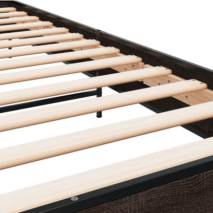 Brown Oak Bed Frame - Small Single 75x190 cm, No Mattress