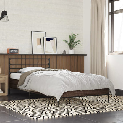 Brown Oak Bed Frame - Small Single 75x190 cm, No Mattress