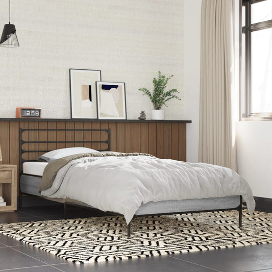 Grey Sonoma Single Bed Frame 90x190 cm - Wood Finish, No Mattress