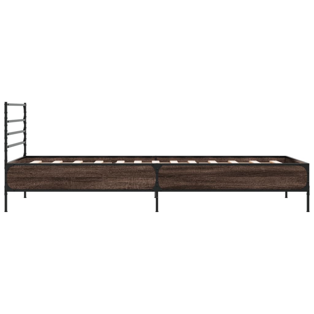 Brown Oak Single Bed Frame 90x190 cm - No Mattress Included