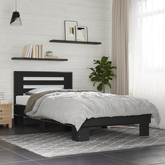 Sleek Black Metal Bed Frame 100x200 cm - Sturdy & Stylish Design