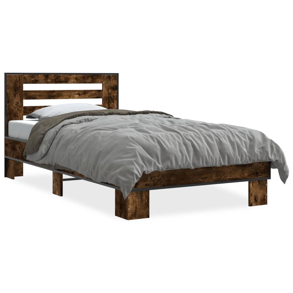 Smoked Oak Bed Frame 100x200 cm - No Mattress Included