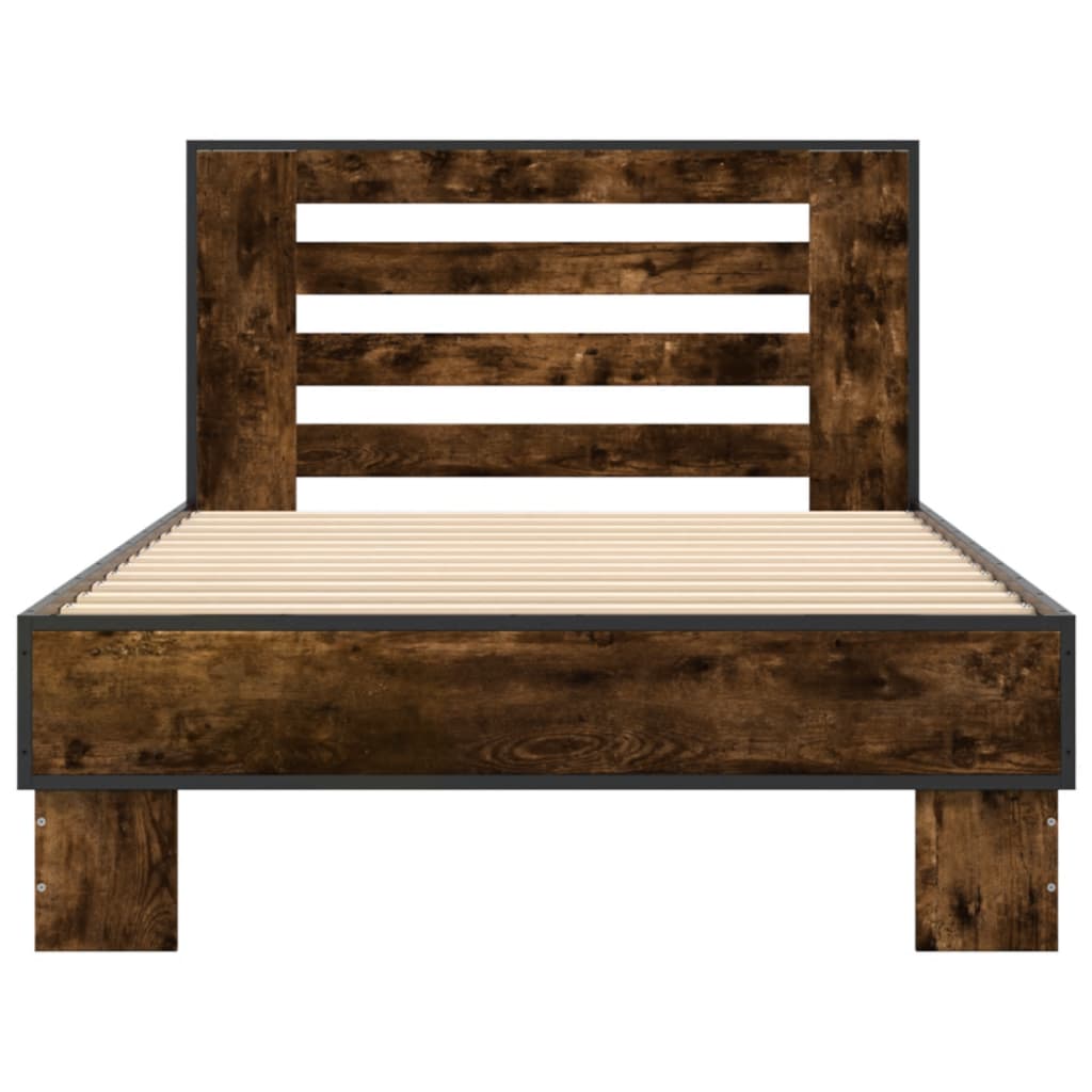 Smoked Oak Bed Frame 100x200 cm - No Mattress Included