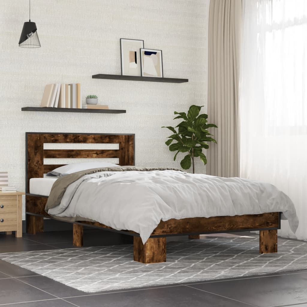 Smoked Oak Bed Frame 100x200 cm - No Mattress Included
