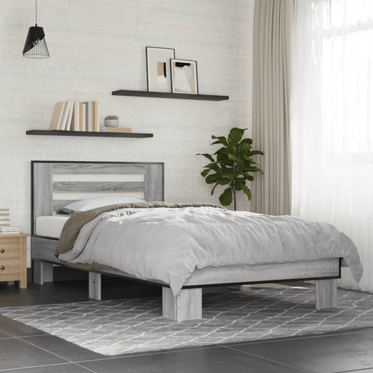Grey Sonoma Bed Frame - Sturdy Pine Wood, 100x200 cm