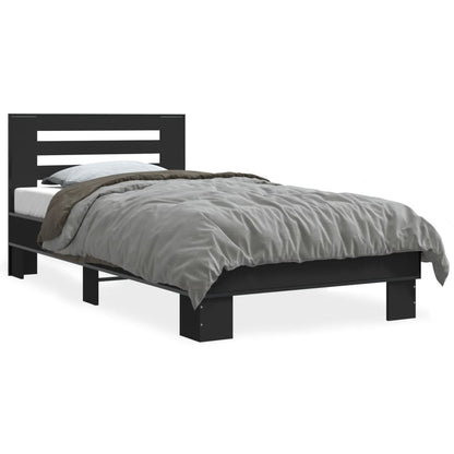 Sleek Black Metal Bed Frame - 90x200 cm Mattress-Free Design