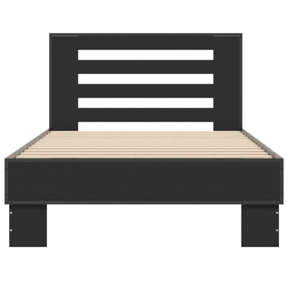 Sleek Black Metal Bed Frame - 90x200 cm Mattress-Free Design