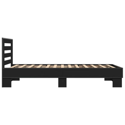 Sleek Black Metal Bed Frame - 90x200 cm Mattress-Free Design