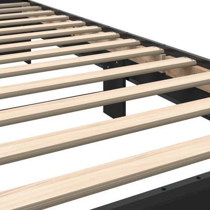 Sleek Black Metal Bed Frame - 90x200 cm Mattress-Free Design