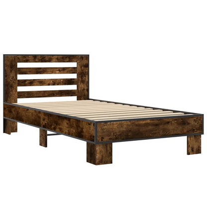 Smoked Oak Bed Frame 90x200 cm - No Mattress Included
