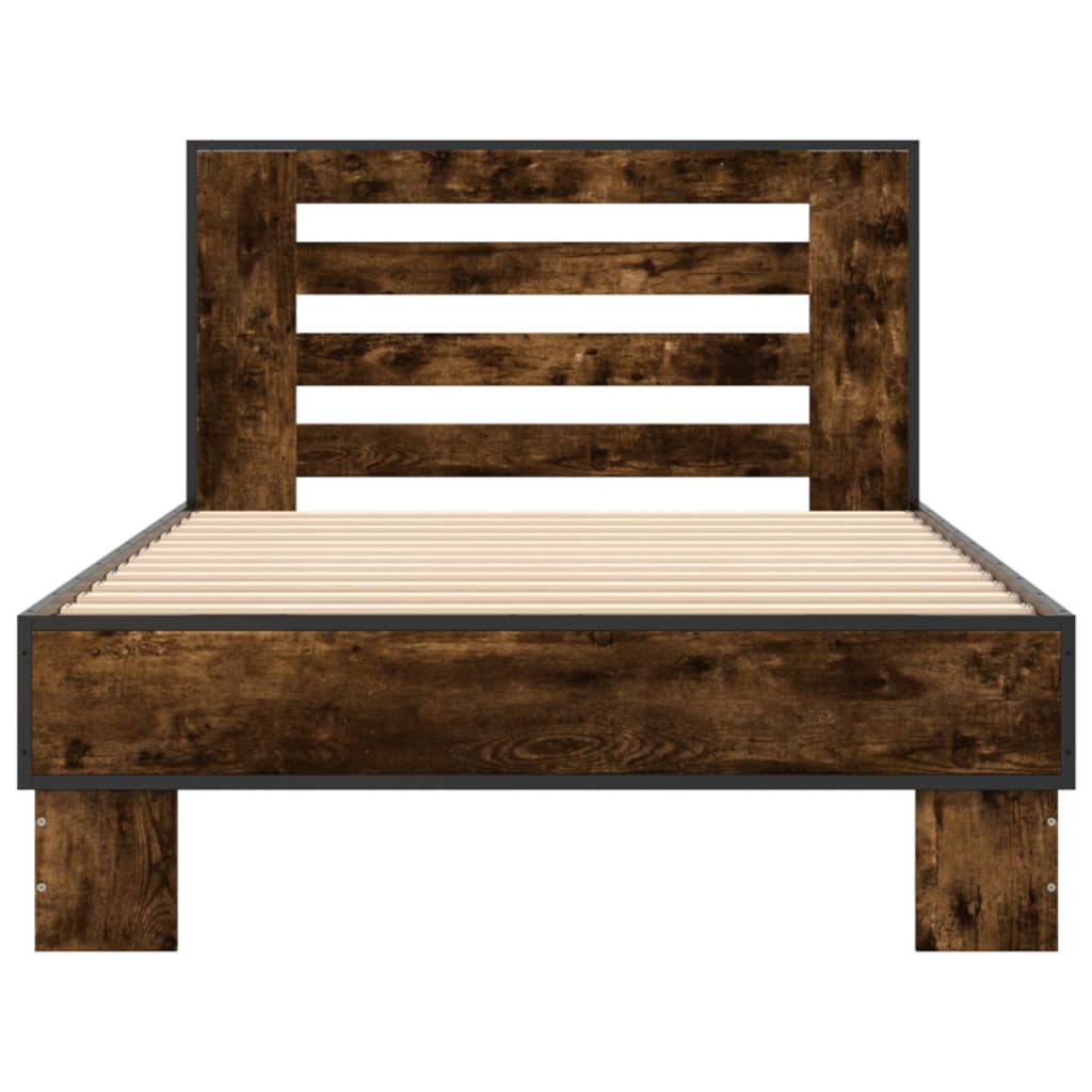 Smoked Oak Bed Frame 90x200 cm - No Mattress Included