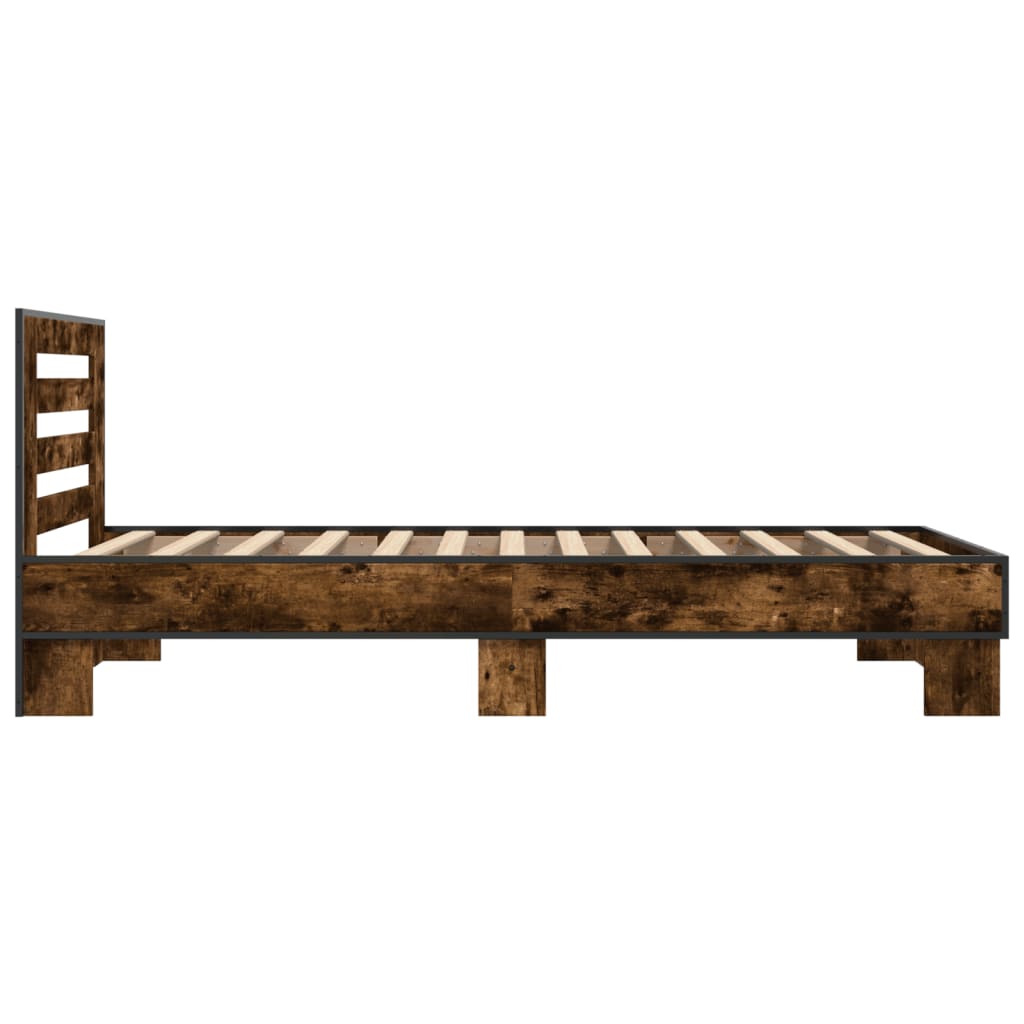 Smoked Oak Bed Frame 90x200 cm - No Mattress Included