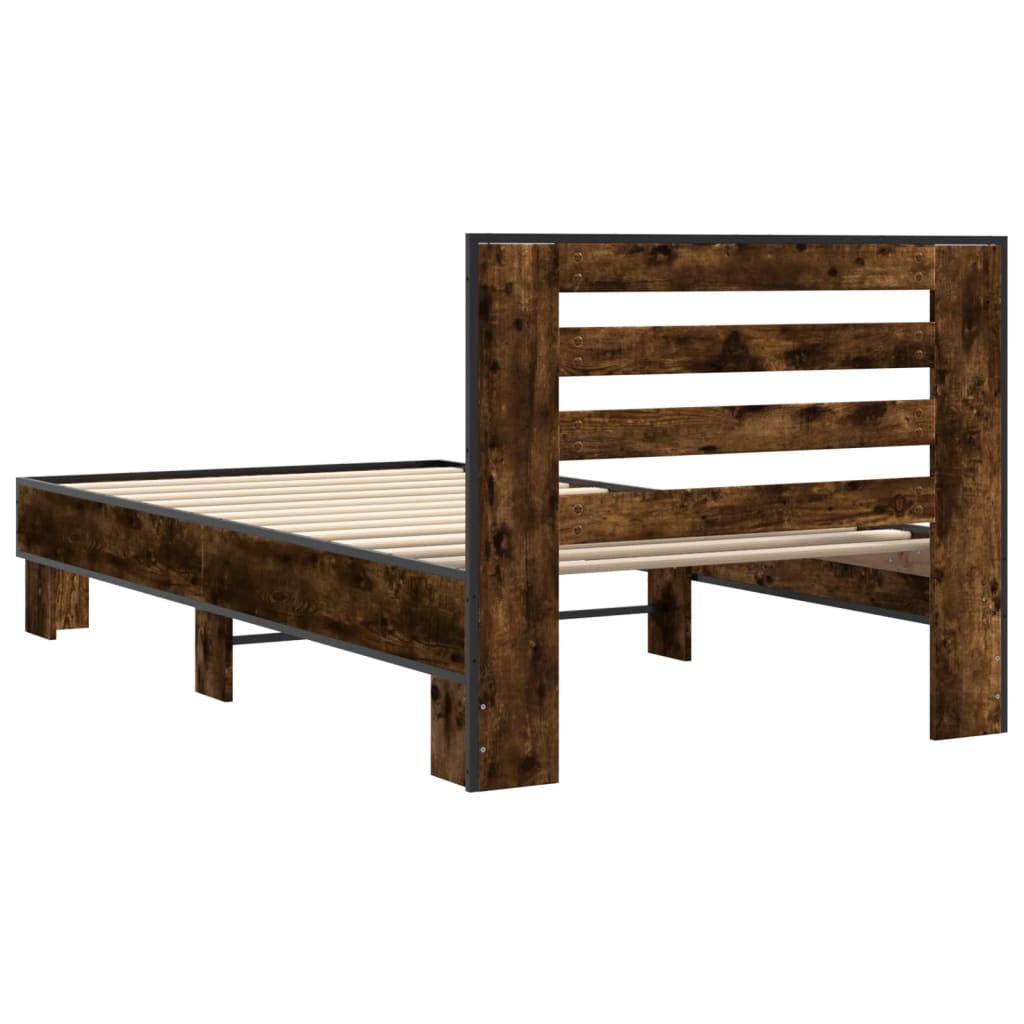 Smoked Oak Bed Frame 90x200 cm - No Mattress Included