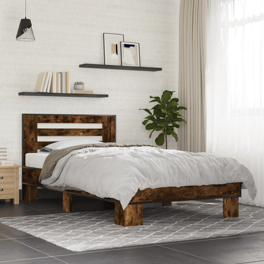 Smoked Oak Bed Frame 90x200 cm - No Mattress Included