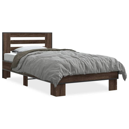 Brown Oak Bed Frame 90x200 cm - Elegant and Durable Design