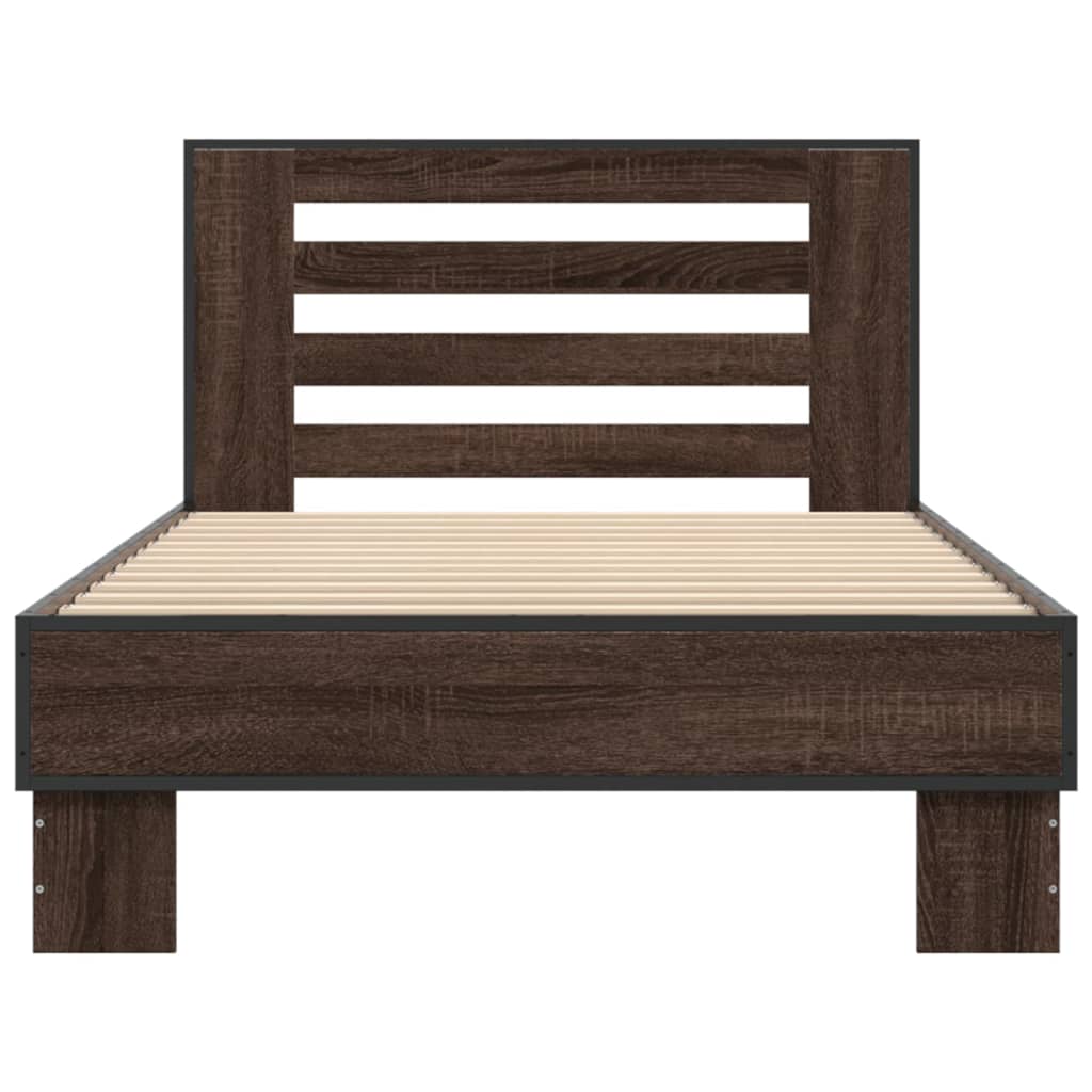 Brown Oak Bed Frame 90x200 cm - Elegant and Durable Design