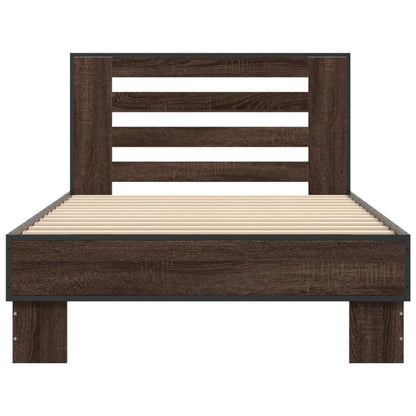 Brown Oak Bed Frame 90x200 cm - Elegant and Durable Design