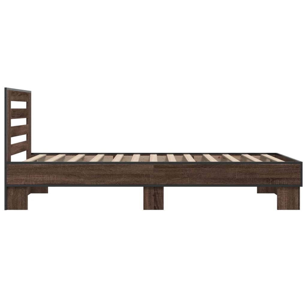 Brown Oak Bed Frame 90x200 cm - Elegant and Durable Design