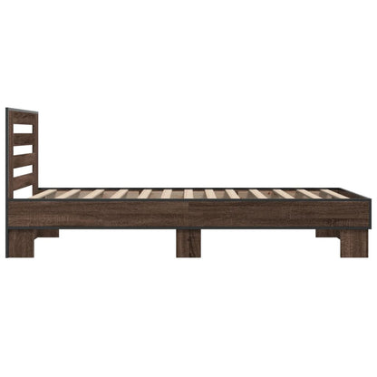 Brown Oak Bed Frame 90x200 cm - Elegant and Durable Design