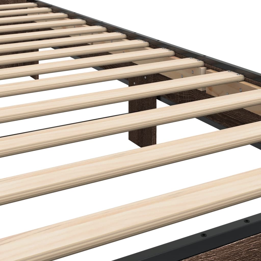 Brown Oak Bed Frame 90x200 cm - Elegant and Durable Design