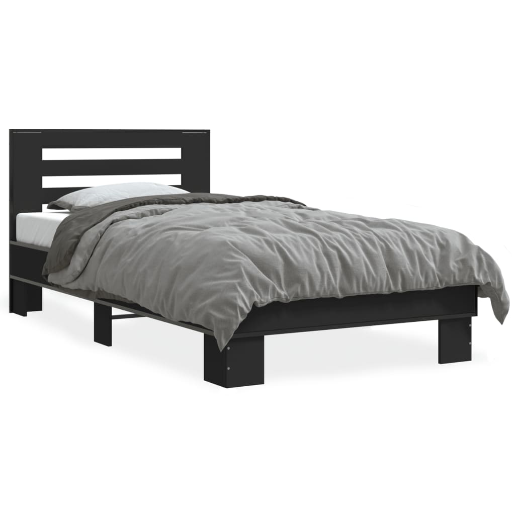 Compact Black Metal Bed Frame 75x190 cm - Small Single