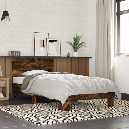 Smoked Oak Bed Frame 100x200 cm - No Mattress Included