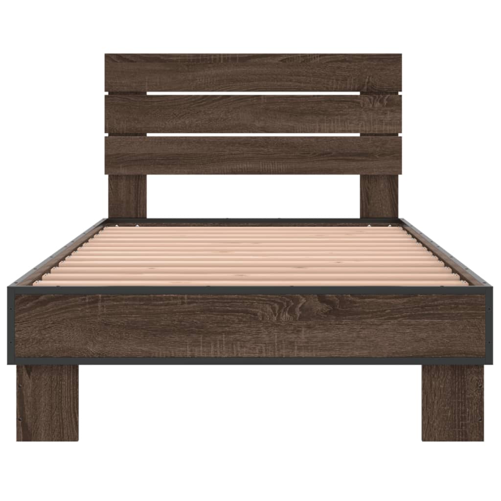 Brown Oak Bed Frame 100x200 cm - Sturdy & Stylish Bedroom Essential