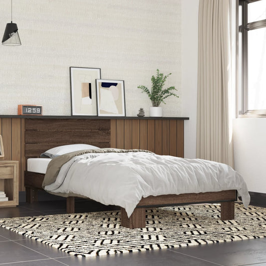 Brown Oak Bed Frame 100x200 cm - Sturdy & Stylish Bedroom Essential