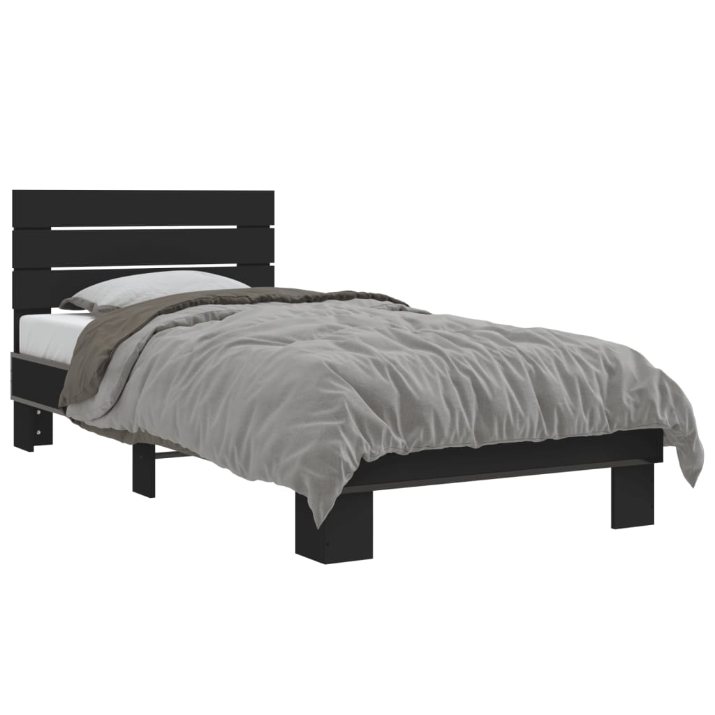 Elegant Black Metal Bed Frame 90x200 cm - Mattress Not Included