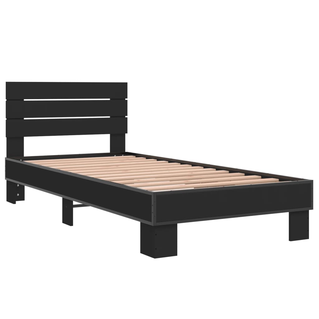 Elegant Black Metal Bed Frame 90x200 cm - Mattress Not Included
