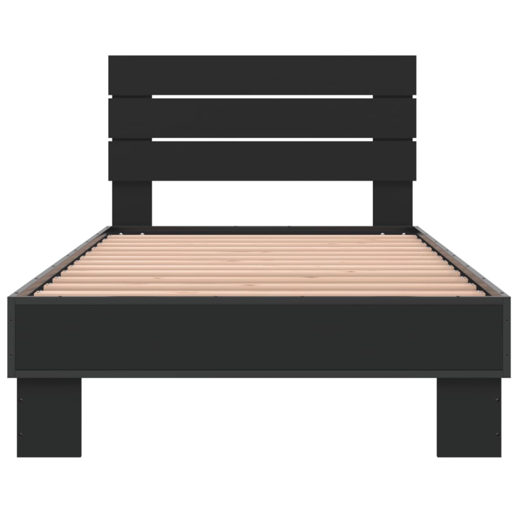 Elegant Black Metal Bed Frame 90x200 cm - Mattress Not Included