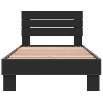 Elegant Black Metal Bed Frame 90x200 cm - Mattress Not Included